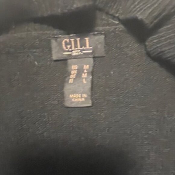 New, G.I.L.I.  long sleeved,Cardigan/crop sweater/ zipper detail, black, sz M - Picture 7 of 9